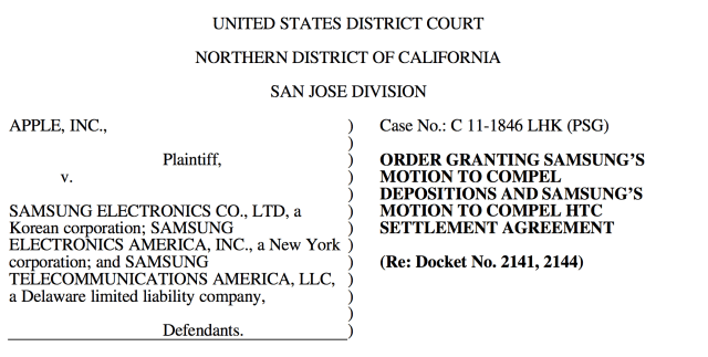 Court Orders Apple to Show Unredacted HTC Settlement Agreement to Samsung