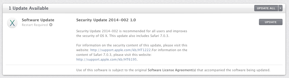 Apple Releases Security Update 2014-002 1.0, Safari 7.0.3