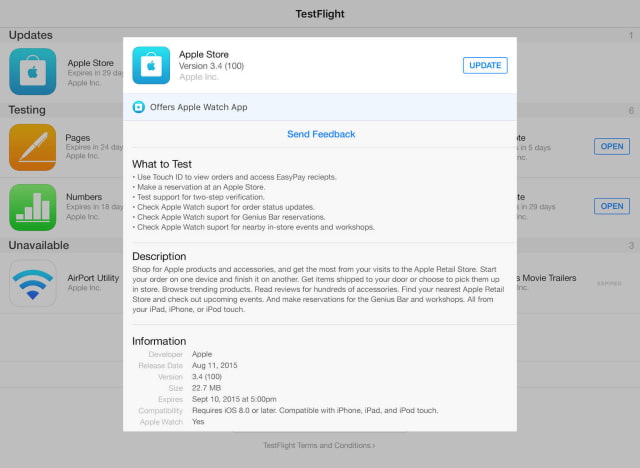 Apple Updates TestFlight App With Support for iOS 9.3 and watchOS 2.2