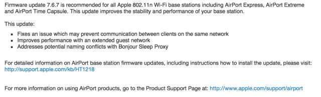 Apple Releases Firmware Update For 802.11n and 802.11ac AirPort Base Stations