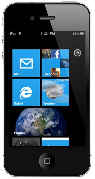 Windows Phone 7 Theme for iPhone With Live Tiles