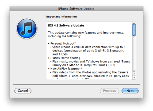 Warning: Jailbreakers and Unlockers Should Wait Before Updating to iOS 4.3