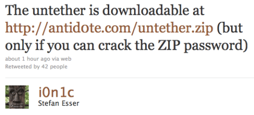 Untether for iOS 4.3.1 Jailbreak is Available If You Can Crack the Password