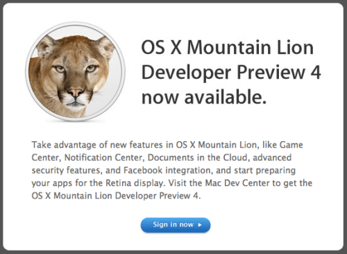 Apple Releases OS X Mountain Lion Developer Preview 4