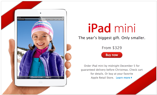 Apple Guarantees Christmas iPad Mini Delivery For Orders Placed By December 5th