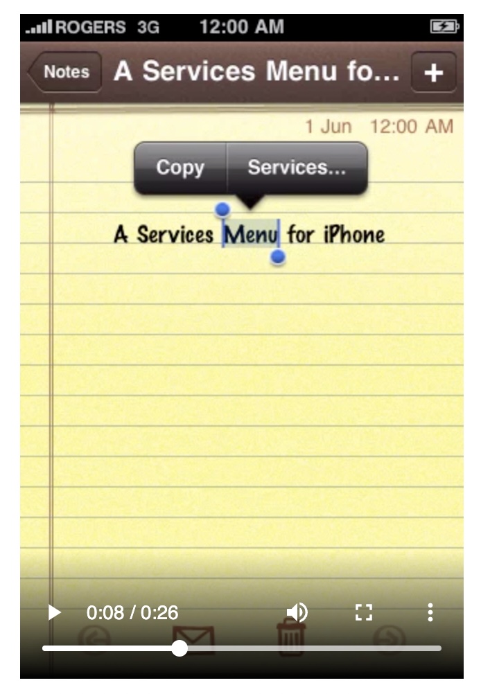 Would You Want a Services Menu on the iPhone [Video]?