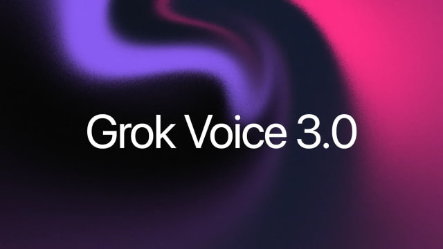 Official Grok Voice 3.0 title graphic on a purple and pink background