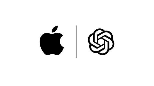 Apple and OpenAI logos on a white background.