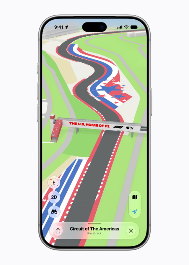 Apple Maps showing the Circuit of The Americas racetrack.