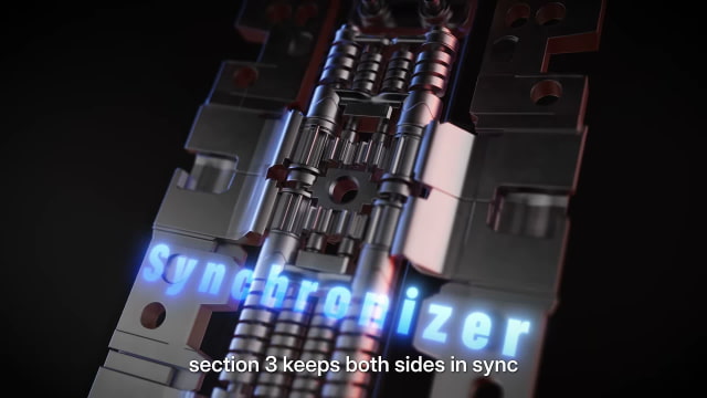 HTX Studio's 3D reconstruction of the synchronized gears in iPhone Duo's hinge