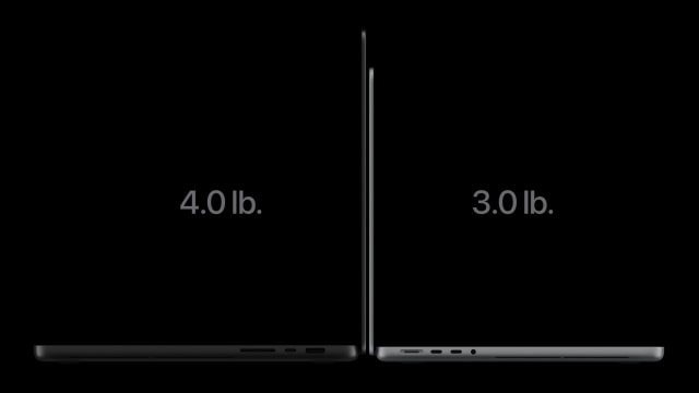 Side profiles of the new 14-inch and 16-inch MacBook Pro