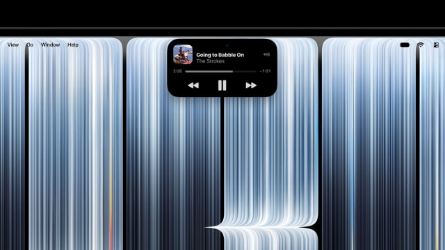 Music controls in Dynamic Island on the new MacBook Pro