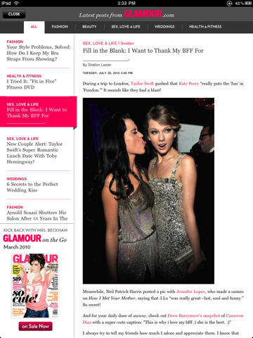 Glamour Magazine Arrives on the iPad, iPhone