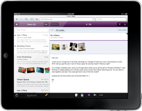 Yahoo Launches Yahoo Mail WebApp for iPad