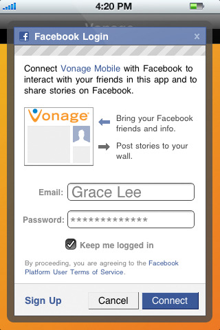 Vonage Mobile for Facebook Adds Multitasking