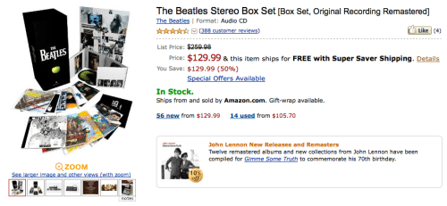 Amazon Drops Price of Beatles Box Set By 50%, Beats iTunes By $20