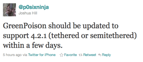 Greenpois0n Will Be Updated to Jailbreak iOS 4.2.1 Within a Few Days