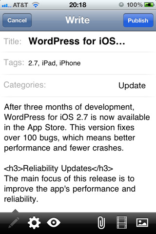 WordPress for iOS Update Fixes Over 100 Bugs, Adds Pull to Refresh