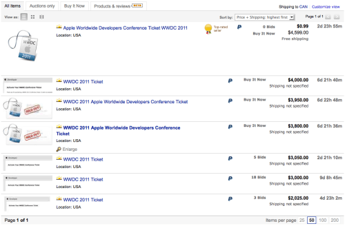 WWDC 2011 Tickets Reach $4600 on Ebay