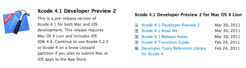 Apple Releases Mac OS X Lion Developer Preview 2, Xcode 4.1 Developer Preview 2