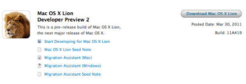 Apple Releases Mac OS X Lion Developer Preview 2, Xcode 4.1 Developer Preview 2