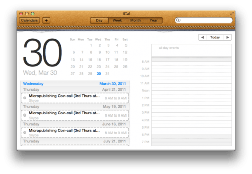 Mac OS X Lion Gets Redesigned iCal, Merged iChat Buddy Lists