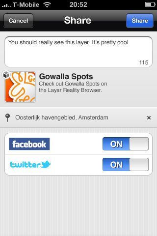 Layar Reality Browser App Adds Social Sharing