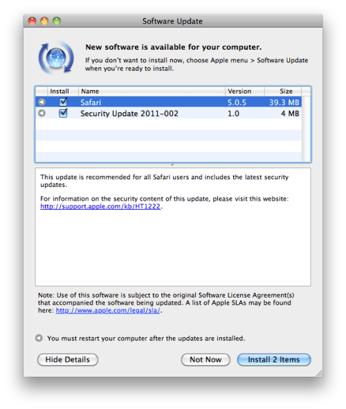 Apple Releases Safari 5.0.5, Security Update 2011-002