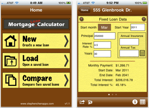 Mortgage/Loan Calculator 1.1 For iPhone