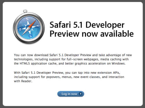 Safari 5.1 Developer Preview Now Available