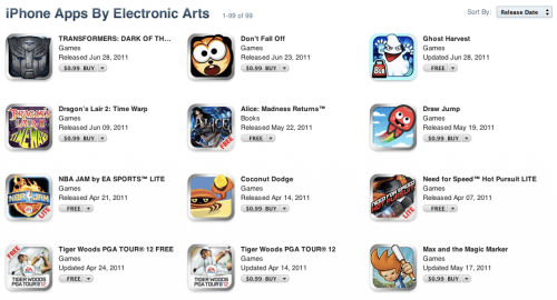 Massive EA Sale Discounts Over 90 iOS Games to $0.99 or Less