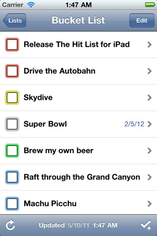 The Hit List Arrives for the iPhone