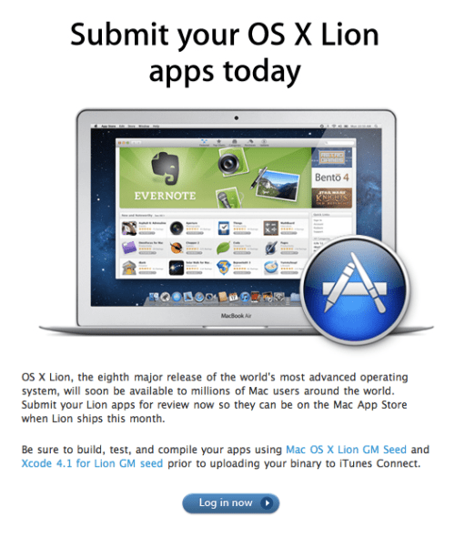 Apple Asks Developers to Start Submitting Apps for Mac OS X Lion