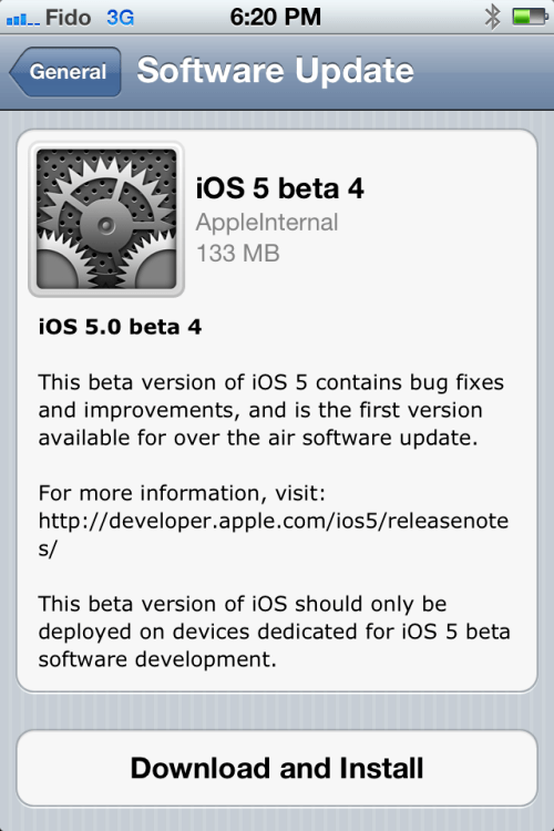 iOS 5 Beta 4 Over-The-Air Update Won&#039;t Work on Jailbroken Devices