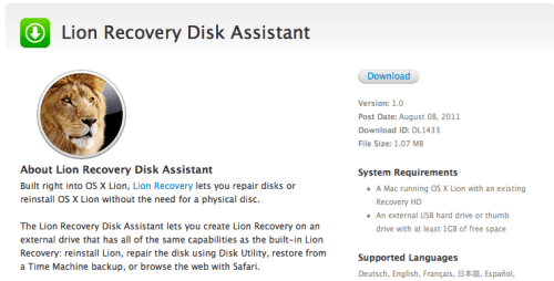 Apple Releases Utility to Make External Lion Recovery Partitions