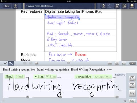 7notes is a Precise Handwriting Recognition App for iOS