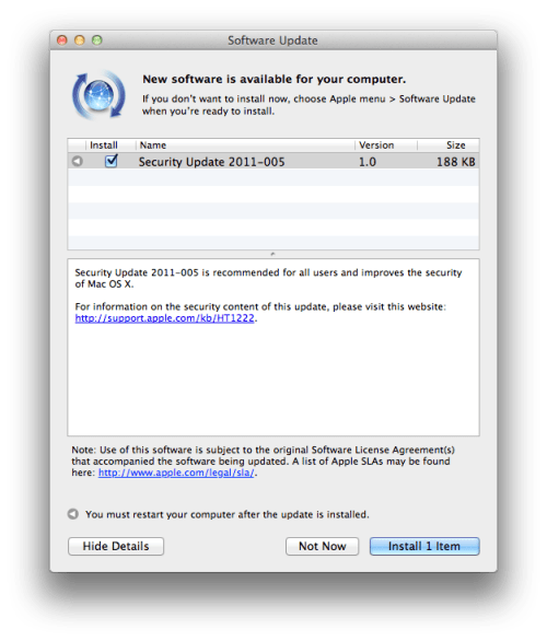 Apple Releases Security Update 2011-005