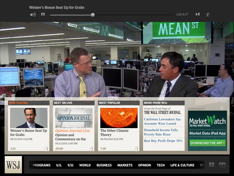 WSJ Launches Live News and On-Demand Video App for iPad