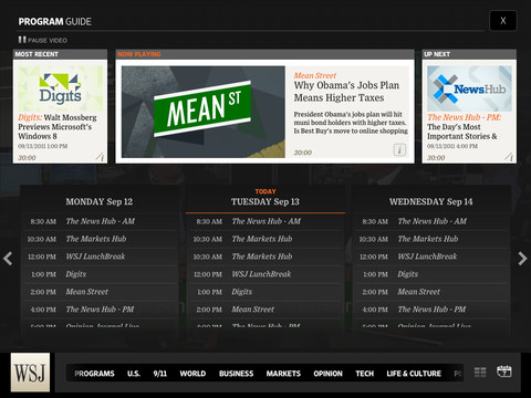 WSJ Launches Live News and On-Demand Video App for iPad