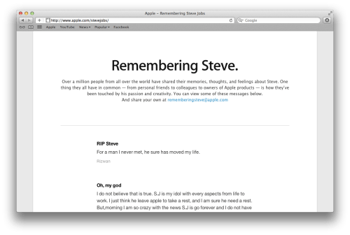 Apple Shares &#039;Remembering Steve&#039; Tributes