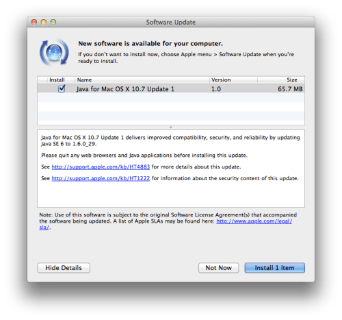 java update for mac 10.7