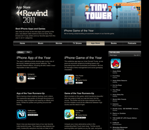 Apple Names the Top Paid, Top Free, and Top Grossing Apps of 2011