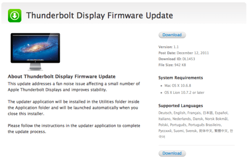 Apple Releases Thunderbolt Display Firmware Update