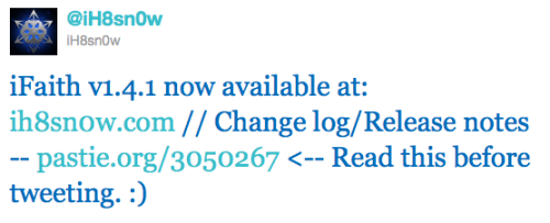 iH8Sn0w Releases iFaith 1.4.1 Resolving Issues and Adding Apple TV 4.4.4 Support
