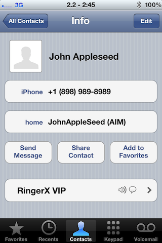 RingerX VIP Customizes iOS Ring and Vibrate Behaviors