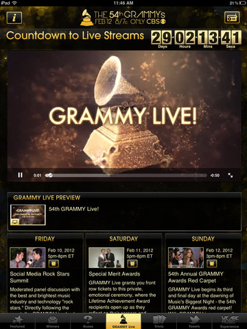 GRAMMY Live App Offers Three Days of Live-Stream Coverage