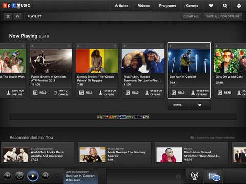 NPR Launches Its Music App for the iPad