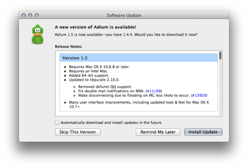 Adium 1.5 Brings 64-Bit Support, Interface Improvements