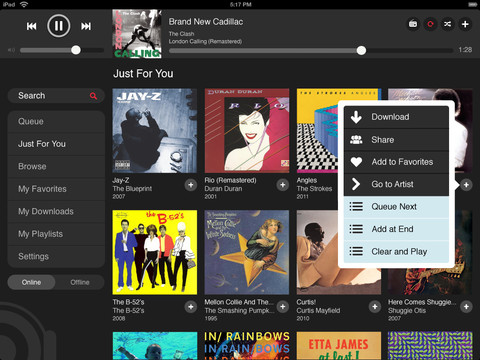 MOG Streaming Music Service Launches App for iPad