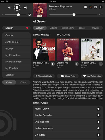 MOG Streaming Music Service Launches App for iPad